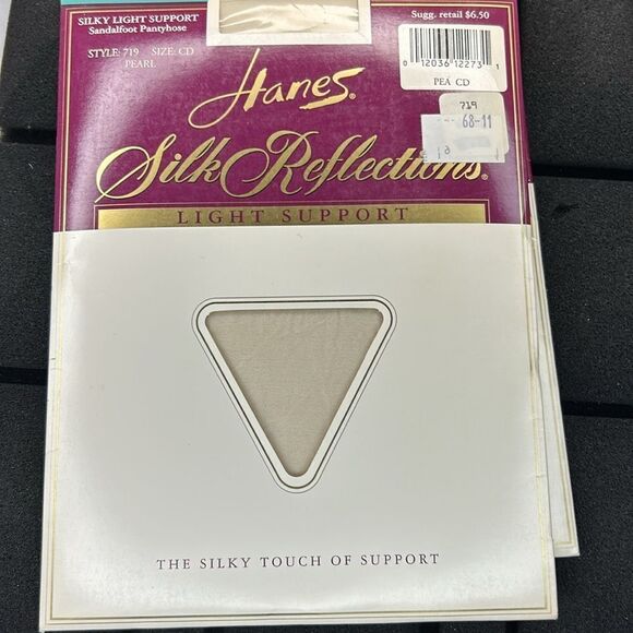 Hanes Silk Reflections Silky Light support,sheer 719,715 size CD 2Pc Pearl - Picture 2 of 7